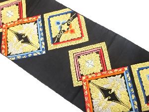 アンティーク　花菱に向かい蝶模様織り出し袋帯（材料）